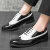 Fashion Vintage Fashion Men's Brown Mixed Color Patent Leather Lace Up Flats Brogues Shoes Casual Oxford Formal Dress Wedding Footwear