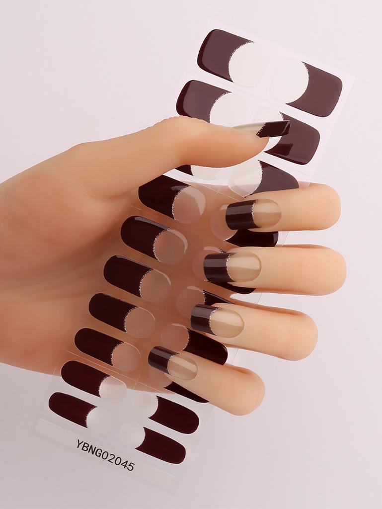 20 Strips French Durable Semi Cured Gel Nail Stickers UV for Long-Lasting Wear and Shine