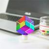 40mm scientific cube, CMY hexagonal crystal cube, 3D color cube, photography decorative item