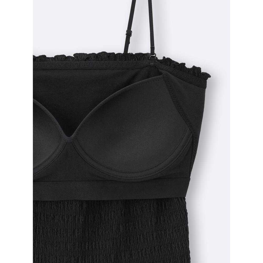 Gu By Uniqlo Brafeel Cropped Shirring Tube Top