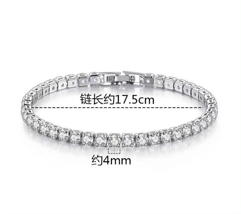 3mm 4mm Moissanite Tennis Bracelet Full Diamond GRA 925 Silver Plated Wedding Party Jewelry Bracelets for Women Man
