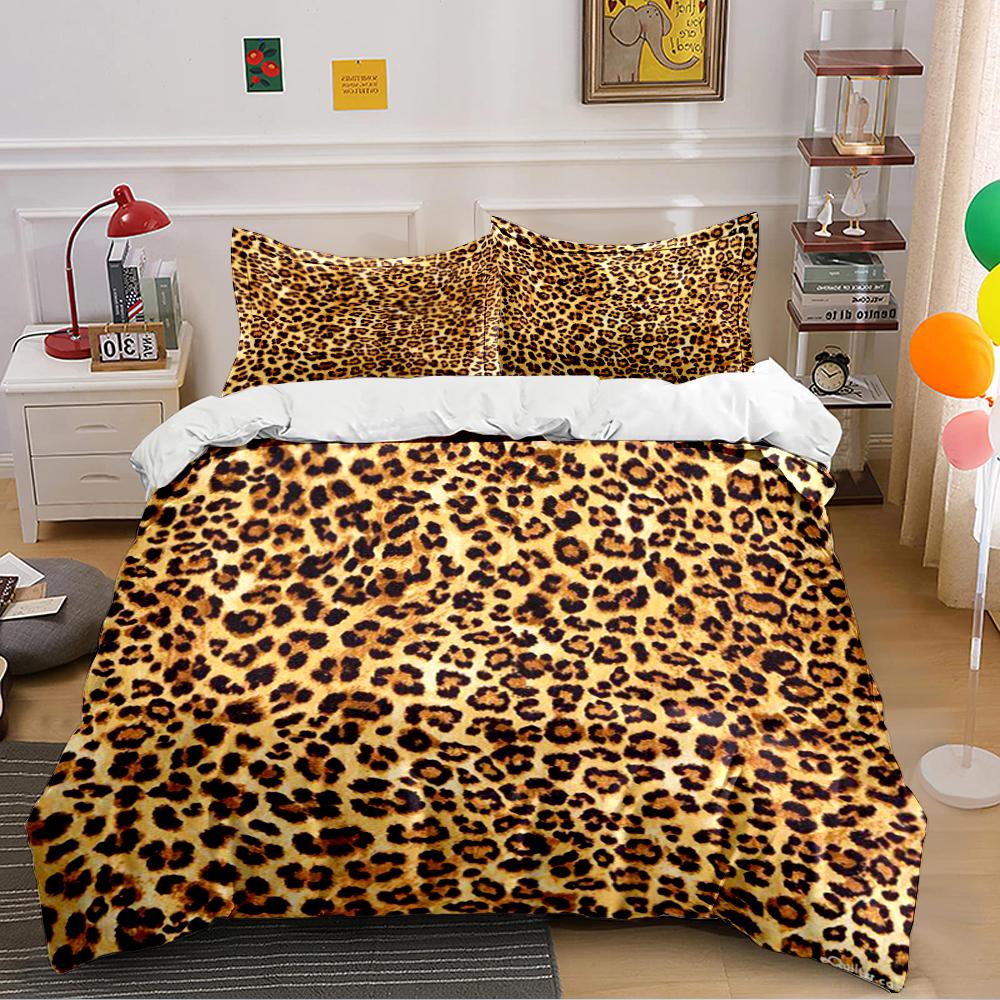 Leopard Print Bedding Set Bedding set (1 duvet cover, 2 pillowcases, duvet not included) 135x200cm