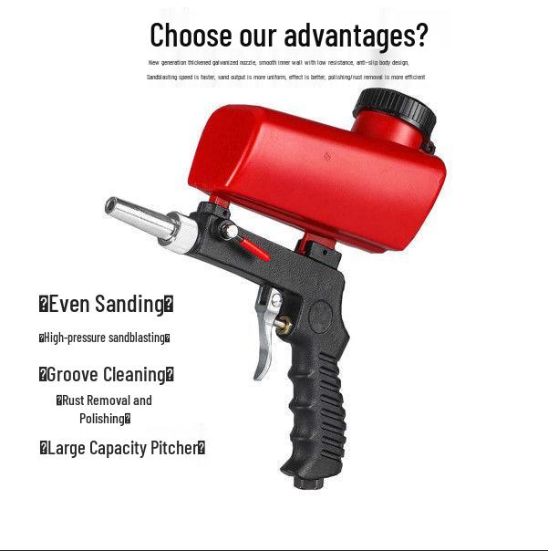 Handheld Portable Pneumatic Sandblasting Gun - Gravity-Feed Dry Sandblaster for Hardware Tools
