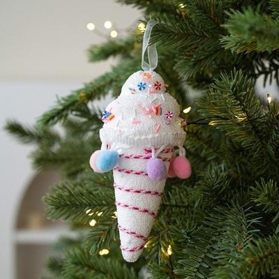 Mehrfarbige Weihnachtszuckerstangen Anhänger Rosa Schaumstoff Lutscher Hängende Ornamente Donuts Eiscreme Weihnachtsbaum Dekoration