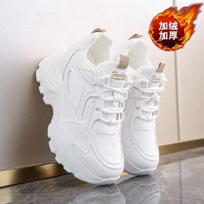 Inner Heightening Little White Shoes Women's Spring, Autumn and Winter Velvet New Versatile Casual Small Thick-soled Muffin Sneakers
