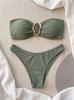 A18 Seksowny Europejski i Amerykański Jednokolorowy Zestaw Bikini Bandeau