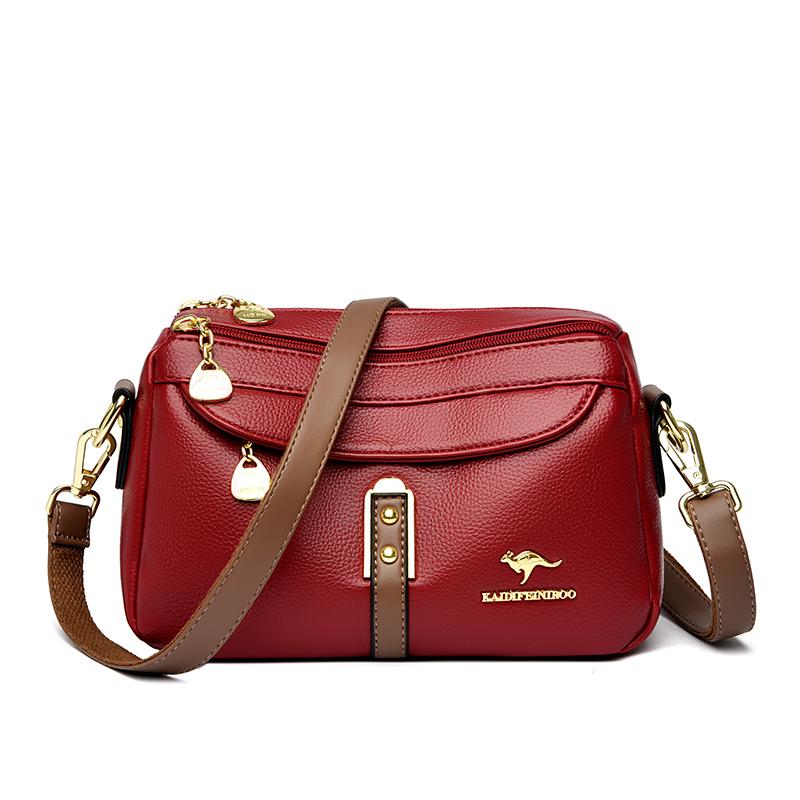 Brand Design Three Layers Fashion Shoulder Messenger Bags Luxury Soft Leather Crossbody Sac Quality Small Handbags and Purses