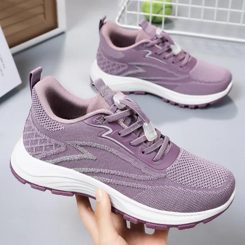 Thick Bottom Purple Shoes 2024 The New Casual Sneakers  High Quality Breathable Women Vulcanized Shoes Outdoor Walking Sneakers