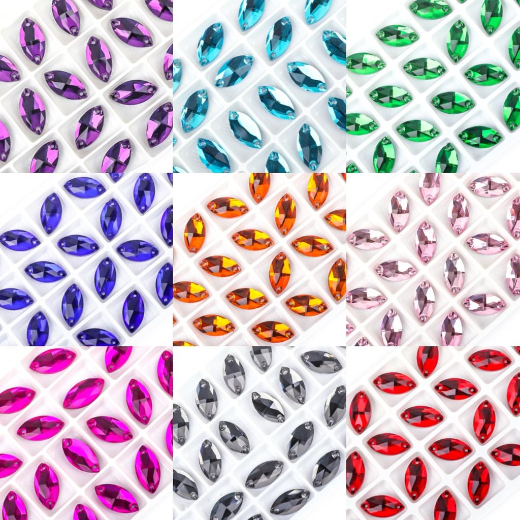 Weicher flacher Boden handgenähtes Pferdeauge Diamantglas flache Schnalle handgenäht Diamant DIY Kleid Hochzeitskleid Accessoires