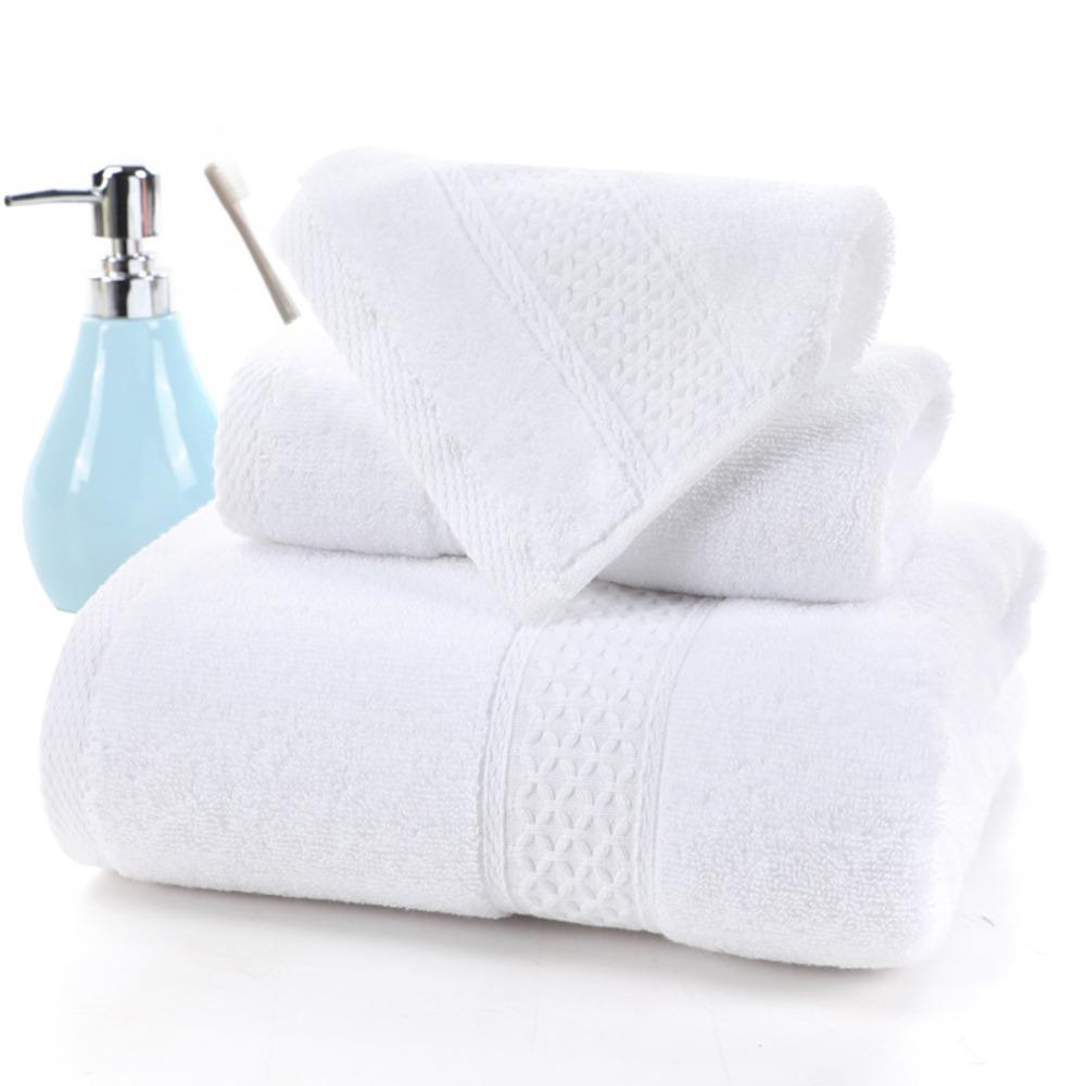 Long-staple cotton household solid color rice character satin file jacquard three-piece set towel bath towel square towel set 34*34