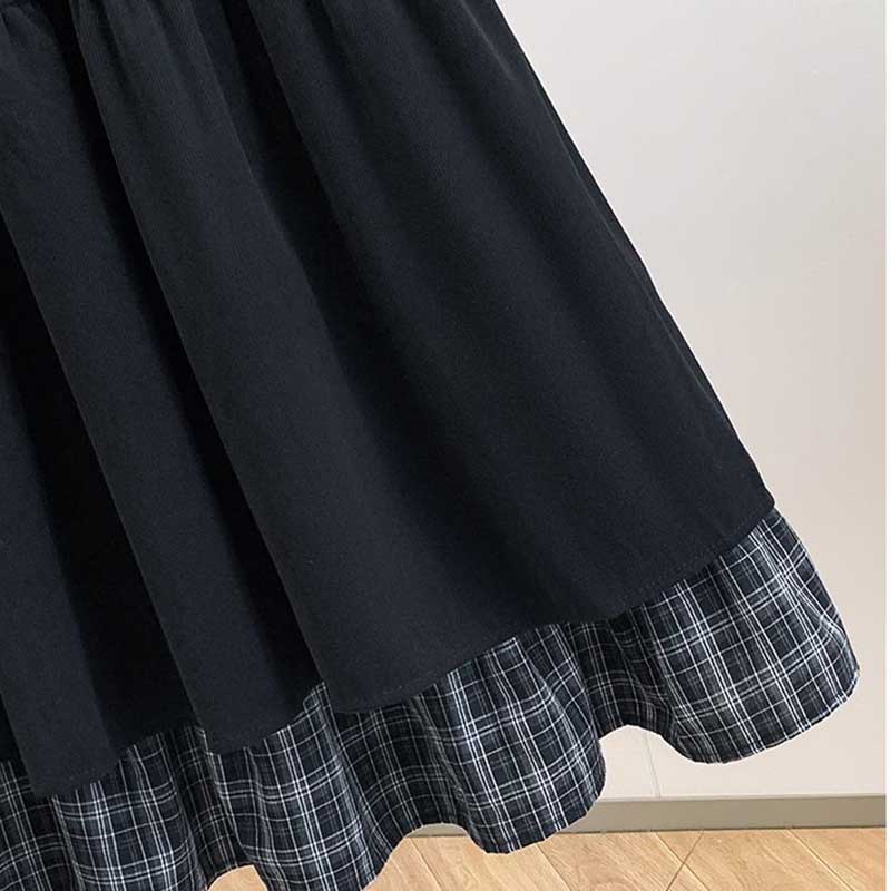 Skirt for Women Casual Versatile Elastic High Waist Long Loose Black Plaid A-Line Cake Skirt Trousers Stretchy Slim Skirt