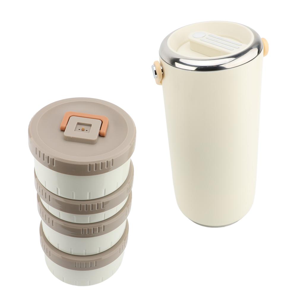 Vacuum Insulated Food Jar 3.4L Stainless Steel Wide Mouth Portable Sealed Leakproof Hot Food Container for Working White