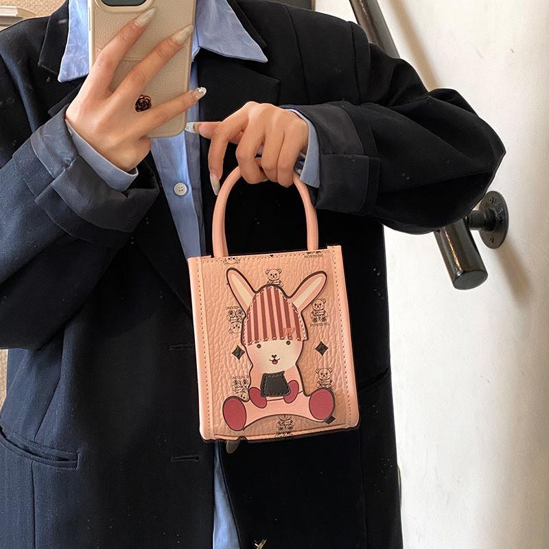 Korean Style Small Square Phone Bag With Stitching Details For Casual Outfits