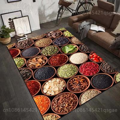 Multiple Sizes Various Spices Arranged Neatly Carpet for Living Room Bedroom Sofa Home Decor Rus Non-slip Floor Mat Luxury Gift