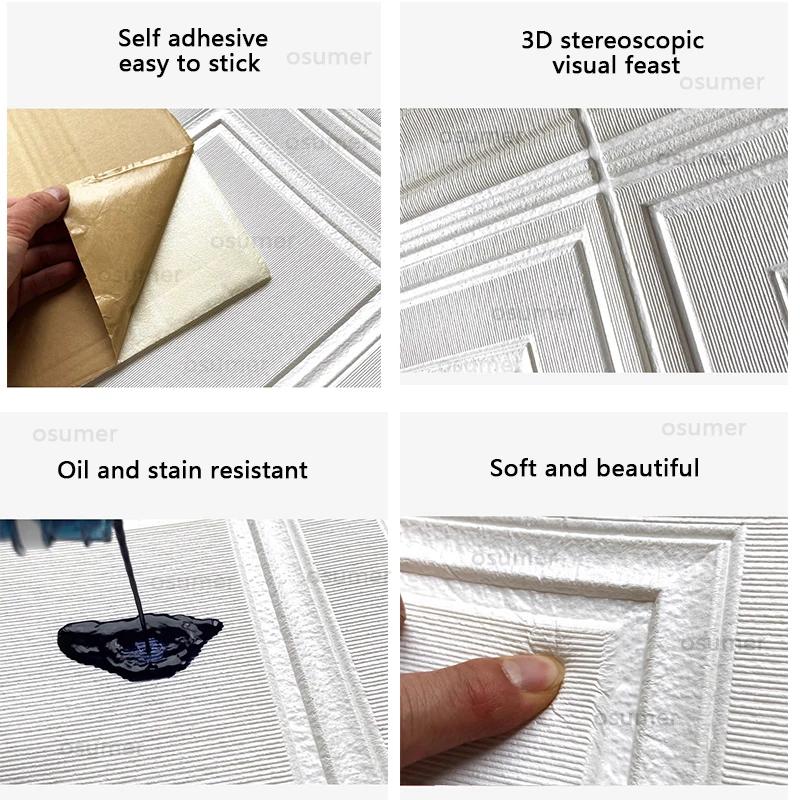 70x70cm waterproof anti-collision 3d wallpaper wall sticker self adhesive foam panel wall ceiling living room bedroom home decor