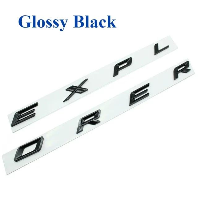 AJJ1 Chrome Black Logo Explorer Emblem Leters Car Front Hood Emblem Bonnet Bagde For Ford Explorer 4 5 6 Explorer Sticker Accessories