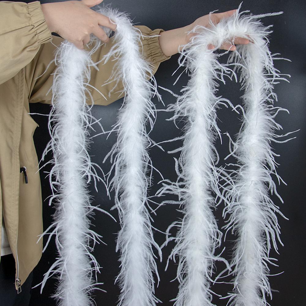 Fai da te 2 Metri Singolo Strato Piume di Struzzo Boa Naturale Piume Trim Gonna Sciarpa Stola Matrimonio Festa Costume Decorazione Artigianato Piume