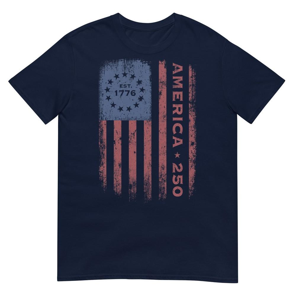 250 Years America Vintage Historical Us Flag Tshirt S