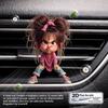Cartoon Angry Girl 2D Acrylic Vent Mount Car Air Freshener, No Built-in Fragrance Liquid,  Nice Gift For Ladies Family Friends And Girlfriends