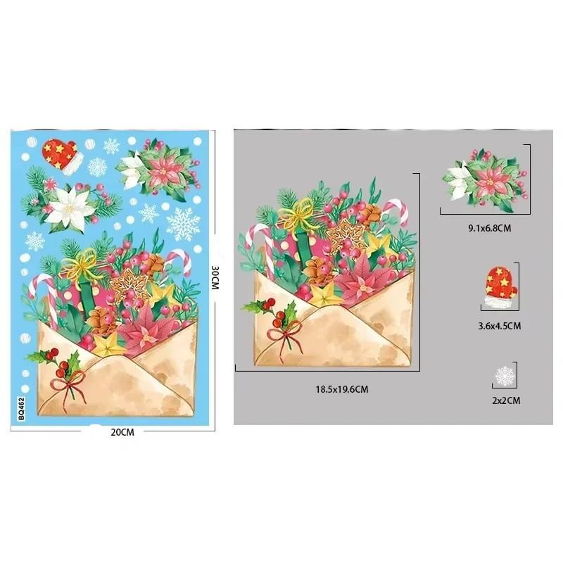 Christmas Pink Santa Claus Stickers Xmas Ball Garlands Bell Snowman Static Stickers Merry Christmas Decor Happy New Year