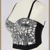 Corp Top yushutiff Sexy Perlen Diamant Pailletten Frauen Camis Kurzes Top Nachtclub Party Korsett Crop Top Zum Tragen Push Up Bustier BH