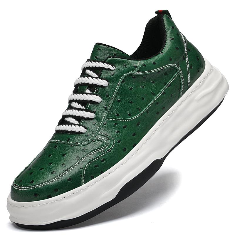 

Fashion Hot Sale Man Sneakers Genuine Leather Male Board Shoes Lightweight Men Casual Flats Lace Up Walking Shoes Men Vulcanize Shoes 45 зелёный