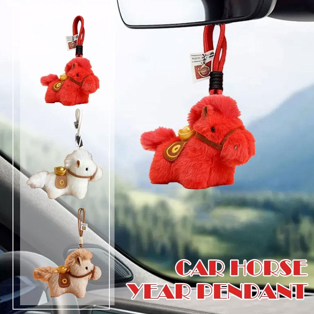 Shnmersy Zodiac Horse Plush Toy Plush Keychain with Lanyard Amulet Horse Cute Animal Pendant Original War Horse Year of the Horse Decoration Kids