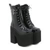 Thick High Heel Thick Sole Waterproof Table Martin Boots Black Patent Leather Square Head Stage Catwalk Boots Hate Sky High Boots