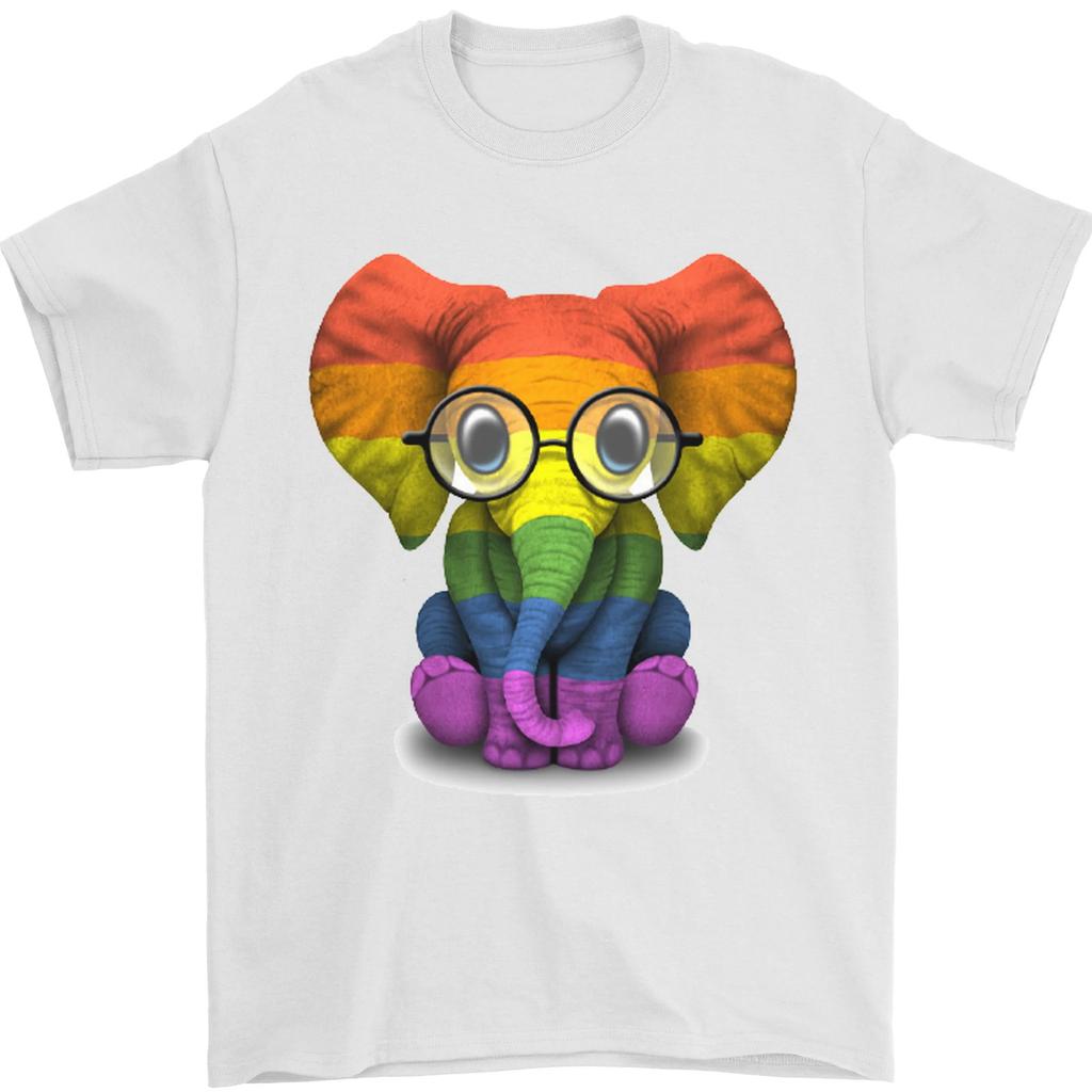 LGBT Elephant Gay Pride Day Awareness Mens T-Shirt 100% Cotton