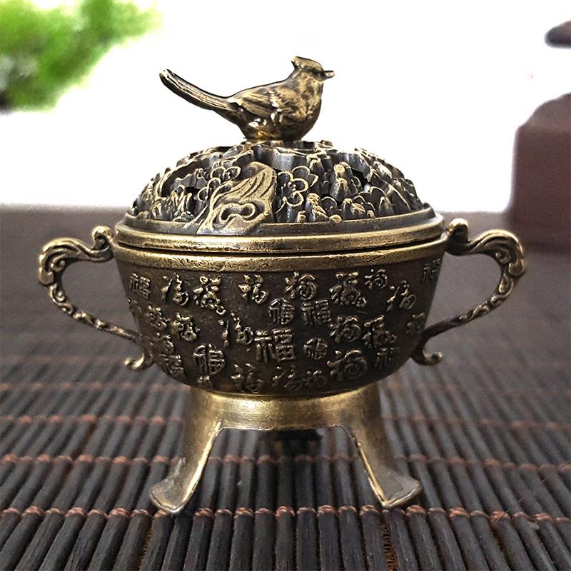 New New Alloy Incense Burner Hollow Out Four Legged Stick Holder Mini Sandalwood Censer Home Decoration