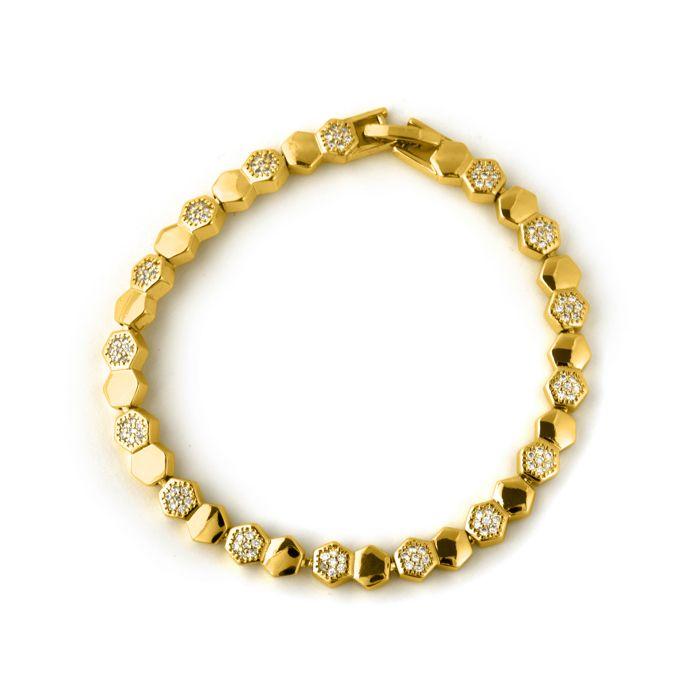 Bracelet - LUXENTER - Lyth - Finition or jaune 18 carats - Zircone cubique brillante - Longueur 18 cm
