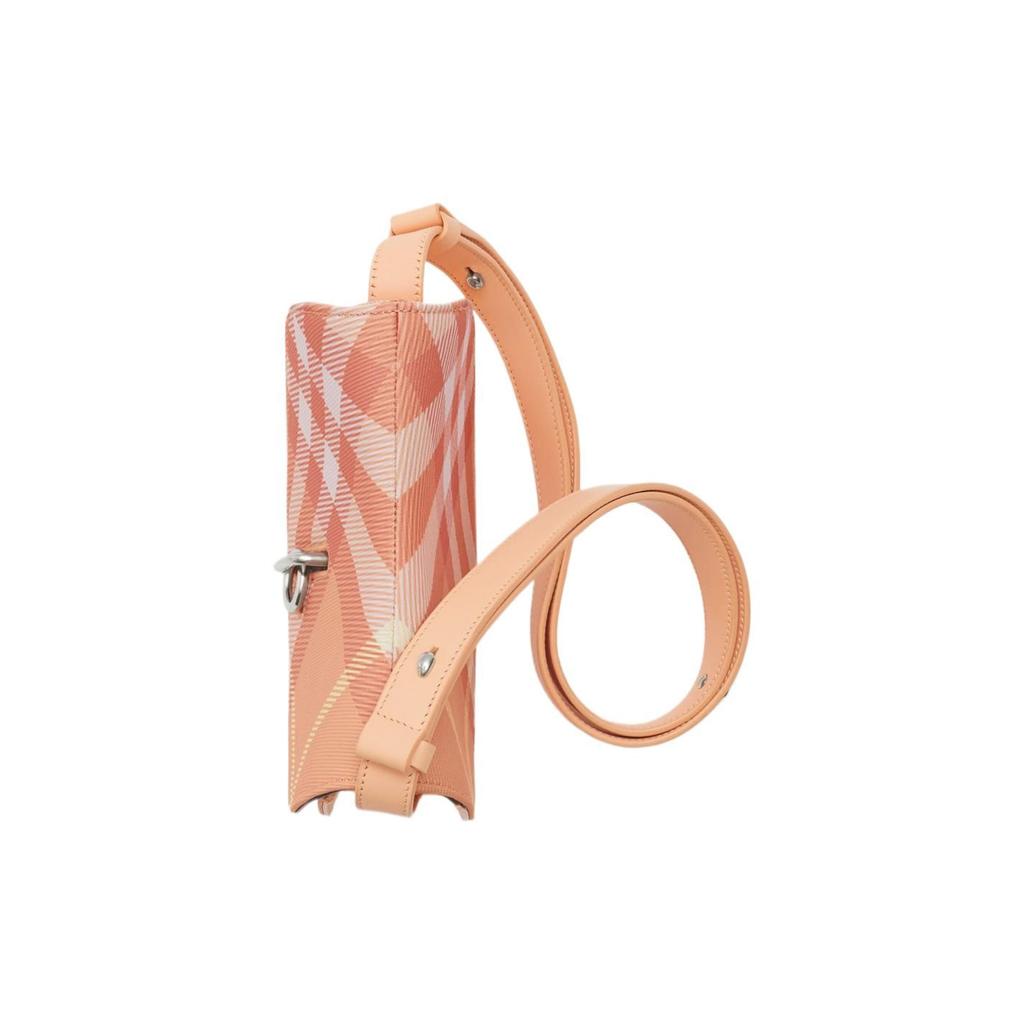 Burberry Peach Check Saddle Crossbody Bag, Luxury Hardware Adjustable Strap Shoulder Handbag for Women, Daily Commute & Casual 80814091