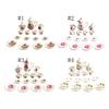 1/12 Dollhouse Miniature Dining Ware Porcelain Tea Set Dish Cup Plate Pot 15Pcs White+Pink/Green
