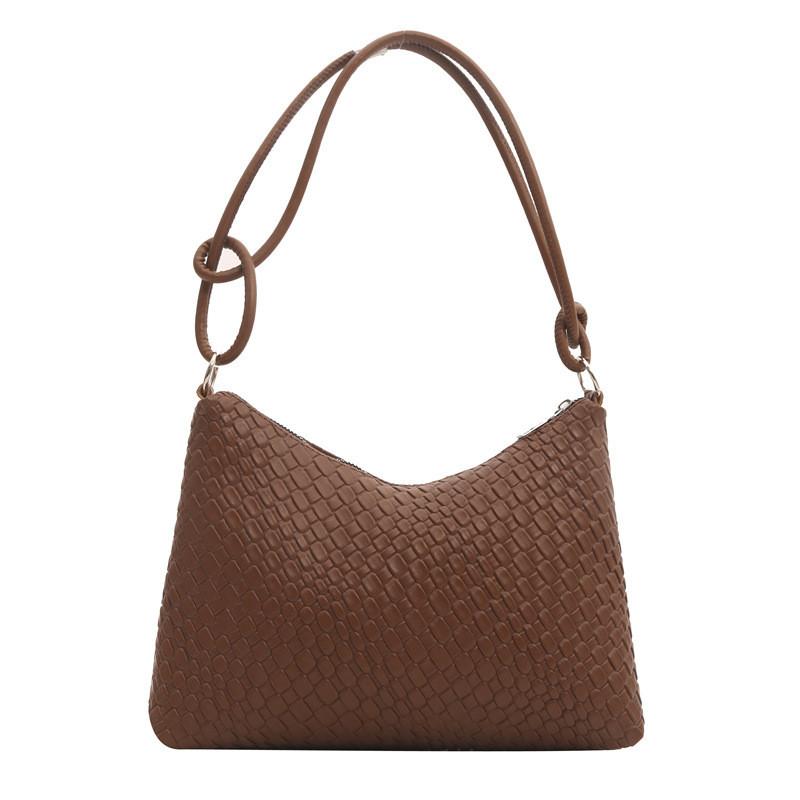 Trendy Women's Medium Size Woven Texture Underarm Bag Fashionable Casual Handbag