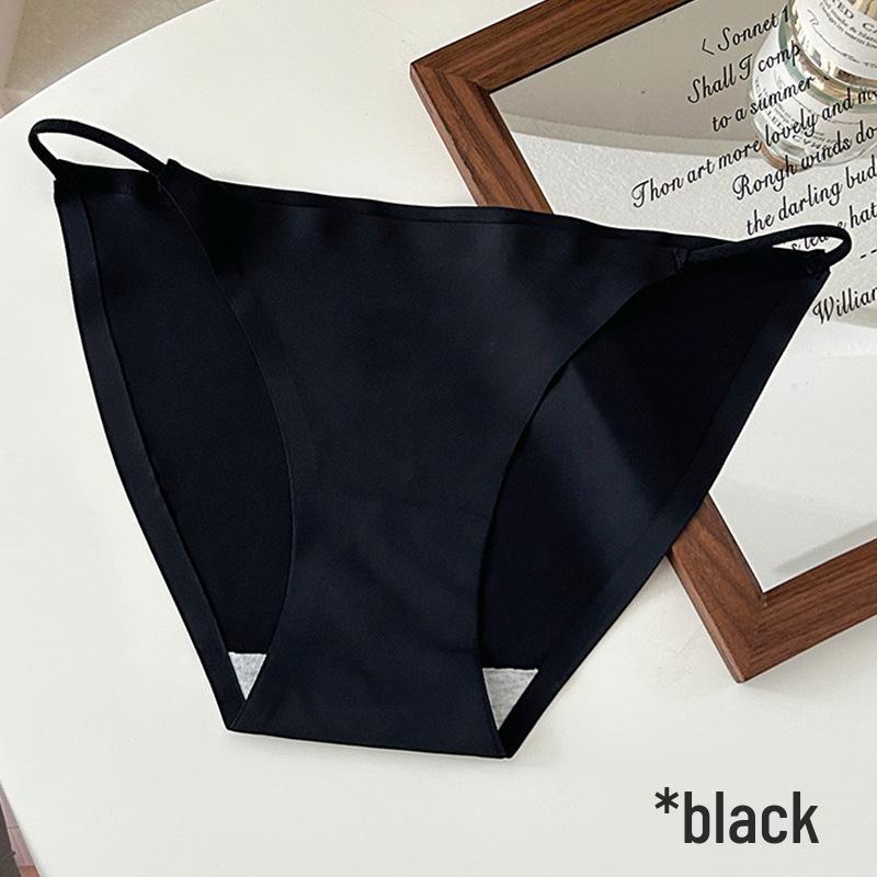 

Seamless Ice Silk Thongs for Women, Breathable Cotton Crotch, Sexy Teen Girl Style, Thin and Comfortable Triangle Panties M 75-95 lbs чорний