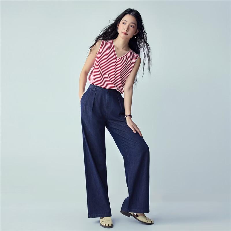 Giordano Women's Lyocell Cool-Feel Wide-Leg Denim Jeans