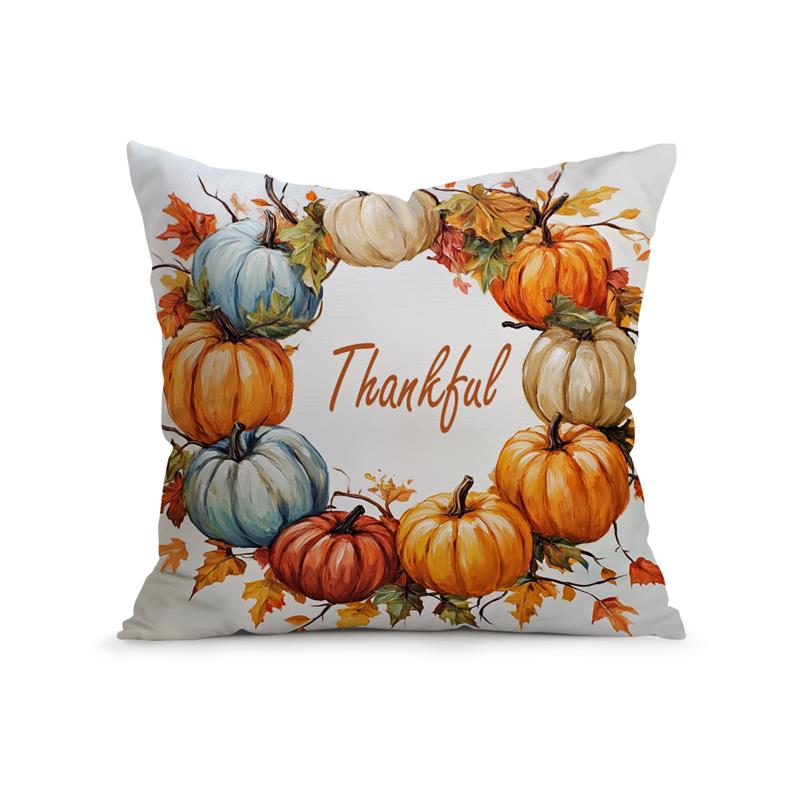 

Home Decor Autumn Pumpkins and Maple Leaf Decorative Pillow Pattern Cushion Cover Suitable for Sofa Bedroom Car Pillow Cover 16x16Inch
