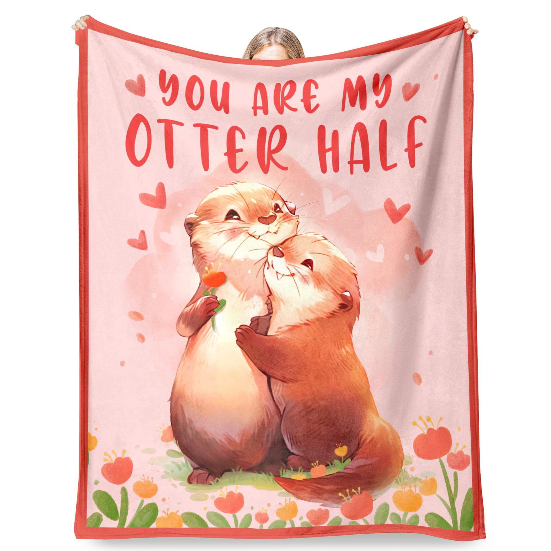 

Cartoon otter pattern Printed Blanket for Sofa Bed Travel Camping Living Room Office Conditioning Blanket for All Seasons Gifts 75x90cm
