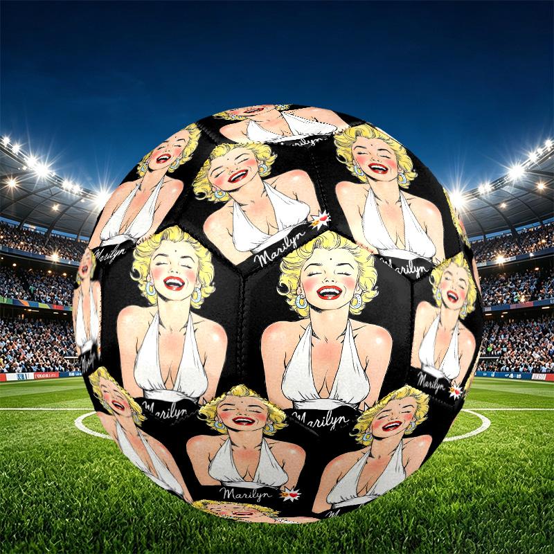 Marilyn Monroe Print Size 5 Soccer Ball, PU Wear Resistant Football for Match Training and Daily Practice, Birthday Gift for Soccer Fans