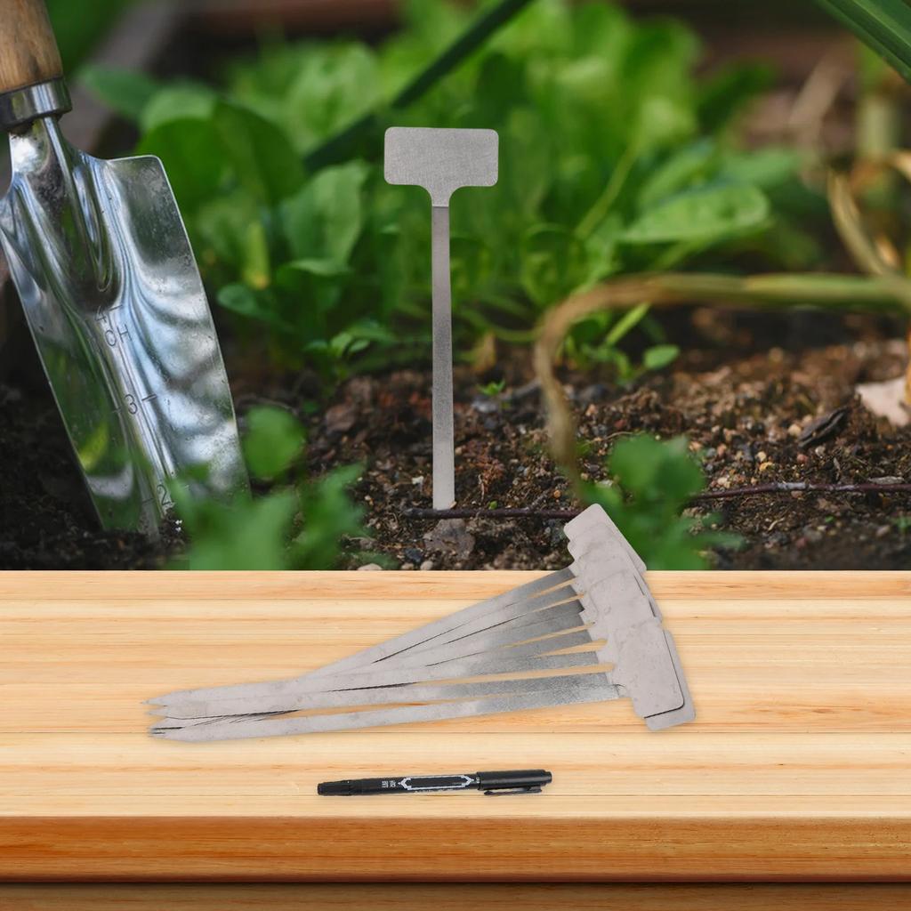 304 Stainless Steel Plant Markers Waterproof Reusable Metal Labels for Garden with Marker Pen for Herb Vegetable Identification