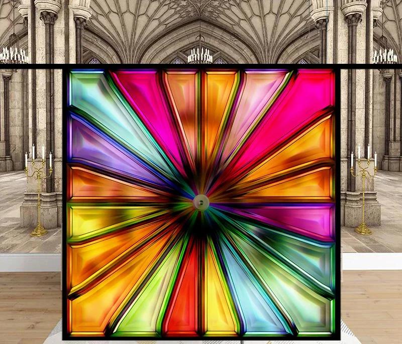 Stained Glass Window Stickers, Privacy Film, Church Style, Static Cling, Decorative Frosted Window Films, Customized Size