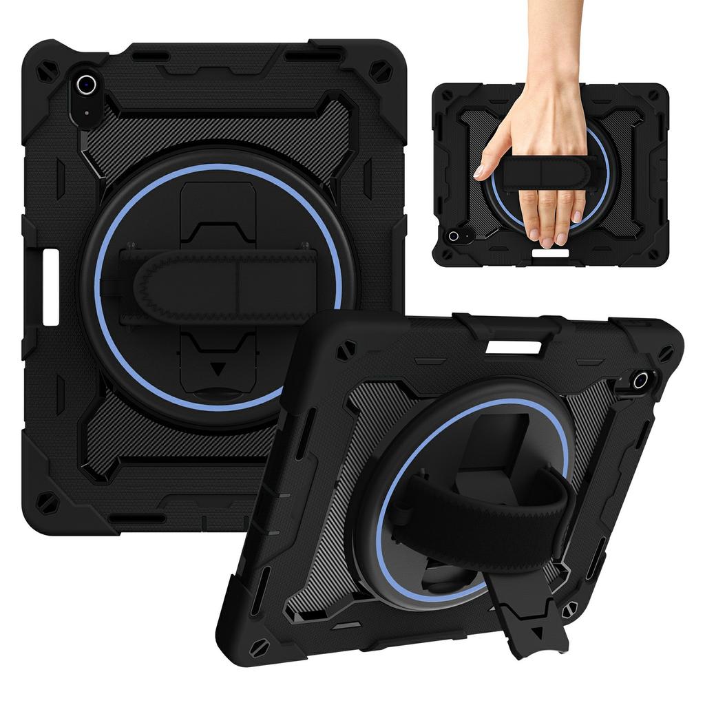 For iPad (2025)/iPad 10.9 (2022) Case Kickstand Hand Strap PC + Silicone Tablet Cover