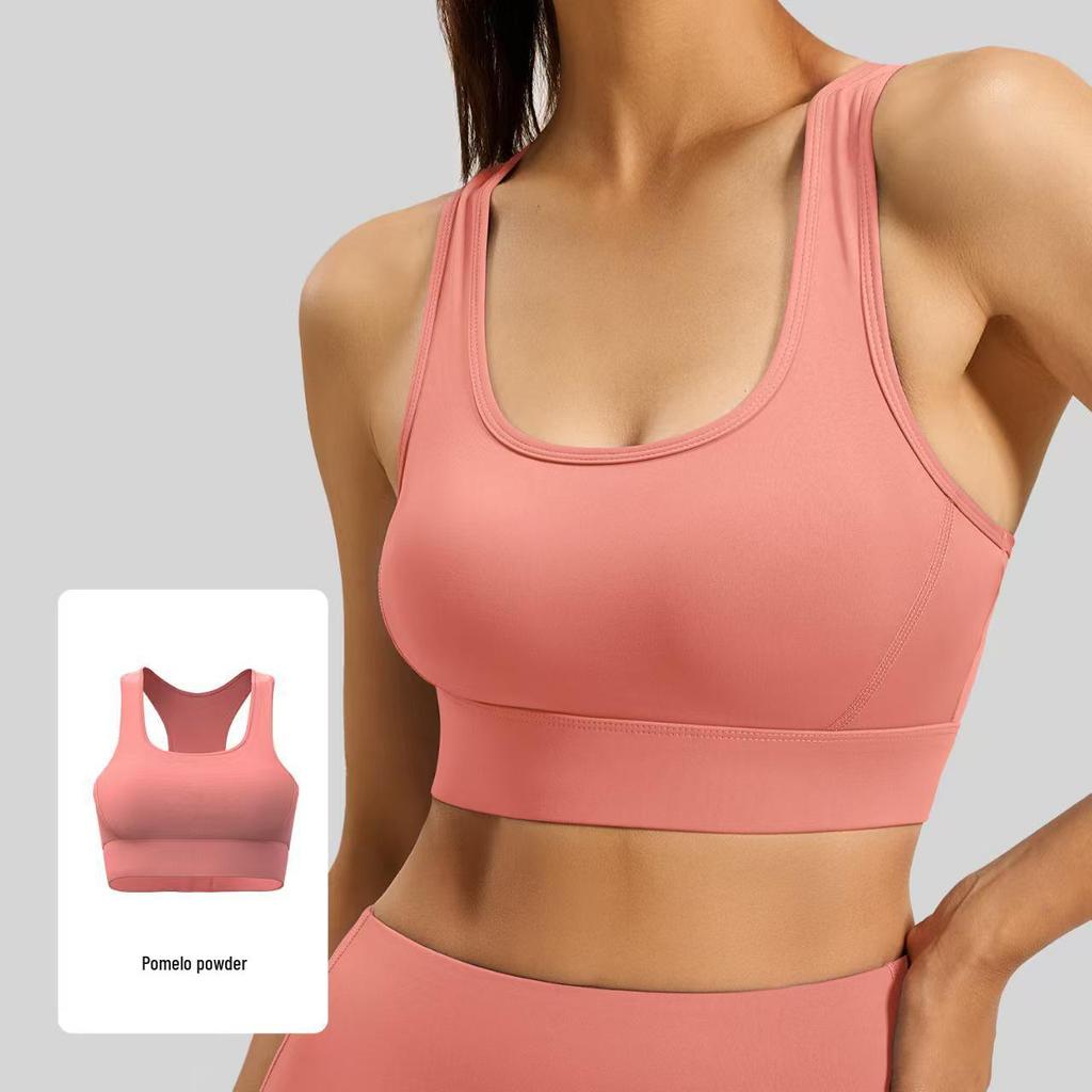Women's Racerback Shockproof Sports Bra with Beautiful Back Design and Hook-and-Eye Closure