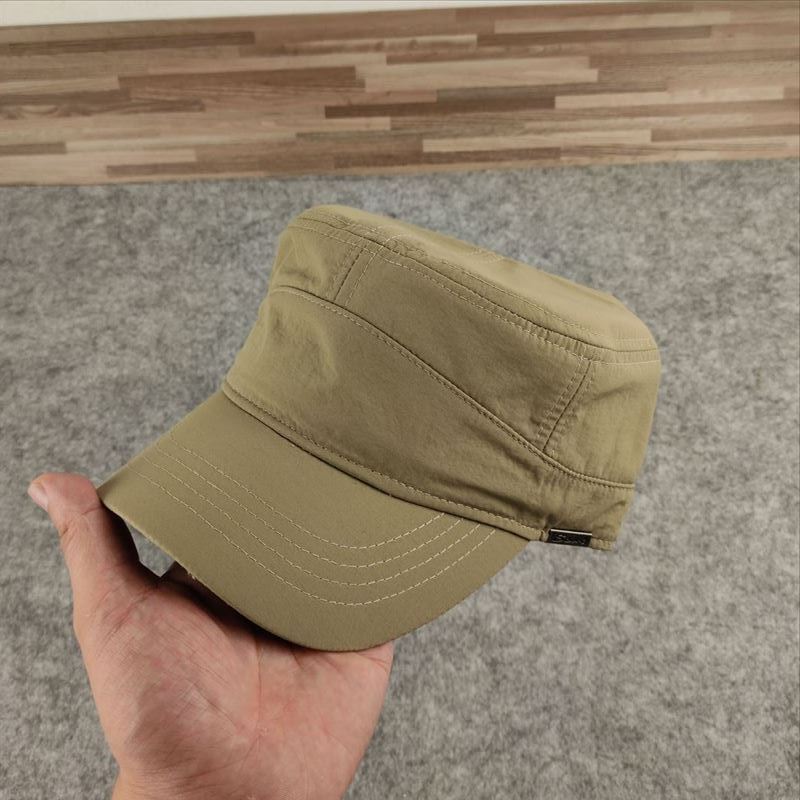 Fabric Flat Top Hat European and American Style Big Head Circumference Men's Hat Casual Fashion Deepening Military Hat One Piece Hair