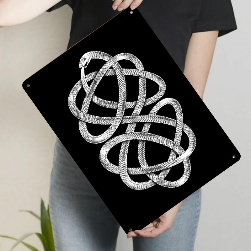 

Snake Entwined Totem Metal Iron Painting Nordic Minimalist Home Wall Decor Art Hanging Iron Wall Ornament 20x30cm（7.8x11.8inch）