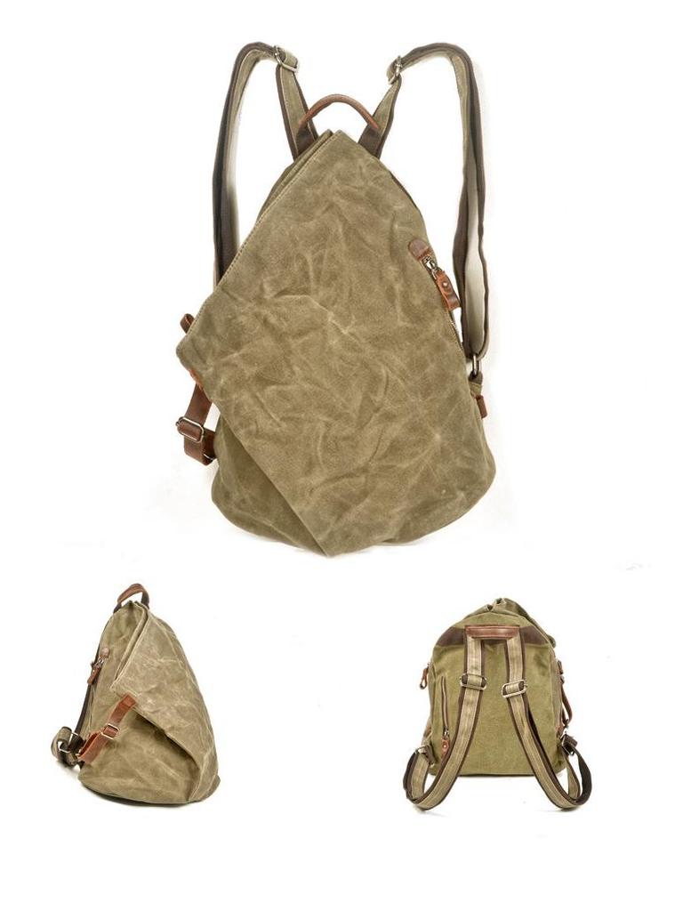 Herren Retro Militärstil Wasserdichter Canvas Rucksack, Großes Fassungsvermögen für Outdoor-Reisen und Bergsteigen