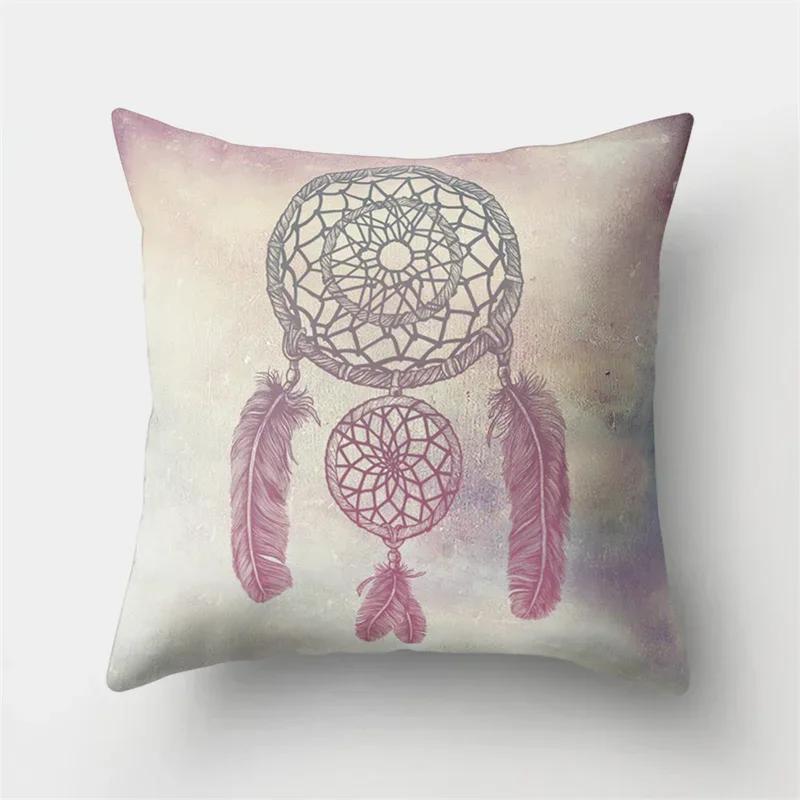 45X45Cm Feather Pillowcase Bohemia Dreamcatcher Polyester Cushion Cover Sofa Living Room Car Waist Pillow Cases Home Decoration