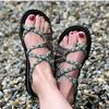 Women's Plus Size Color Block Knot Flat Sandals - 2025 New European & American Beach Toe Loop Style