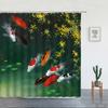 Japanese Scenery Shower Curtains Koi Carp Fish And Cherry Blossom for Bathroom Decor Set Washable Fabric Bath Screen With Hooks
