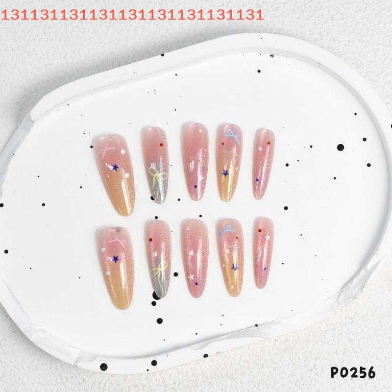 30Pcs DIY Nail Art Decoration Accessories Cat's Eye Macaroon Gradient Star False Nails Wearable Manicure